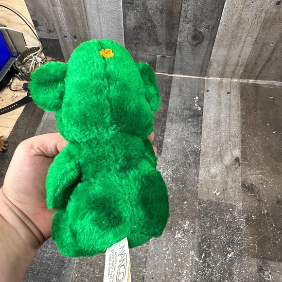 VTG NANCO 1997 Nancy Sales Green Plush Animal Smiley Face Colorful Dog Bear? 7" - Picture 8 of 9